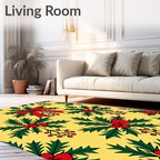 Festive Holly Berries Red Bow Rug