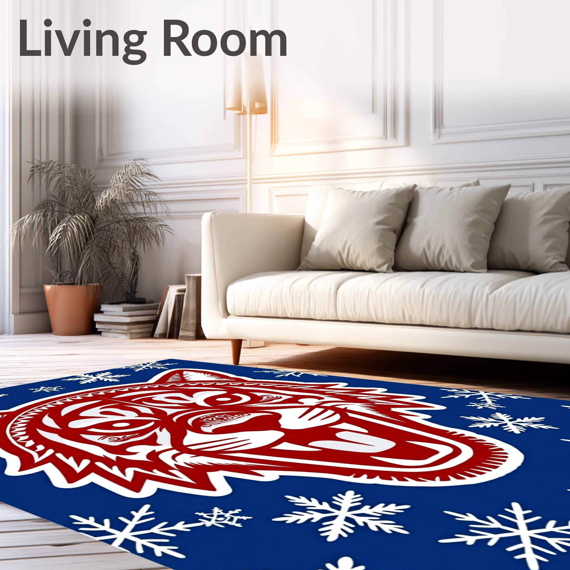 Bold Red Tiger Snowflakes Rug