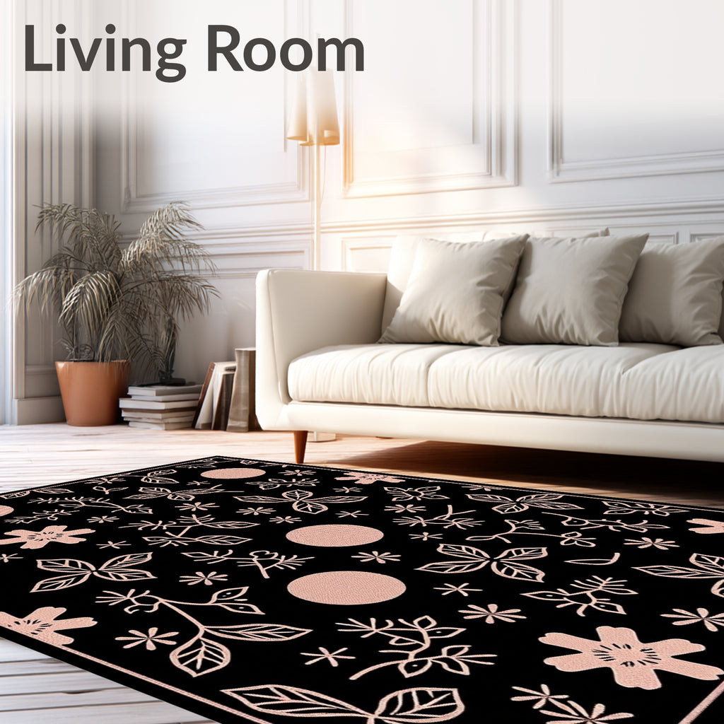 Rose Gold Botanical Scattered Dots Rug