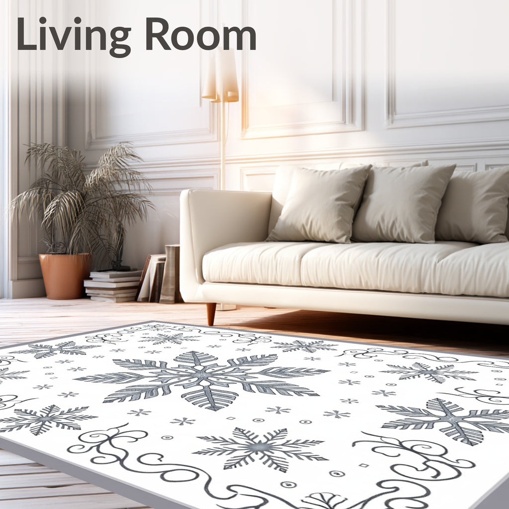 Winter Snowflake Medallion Gray Rug
