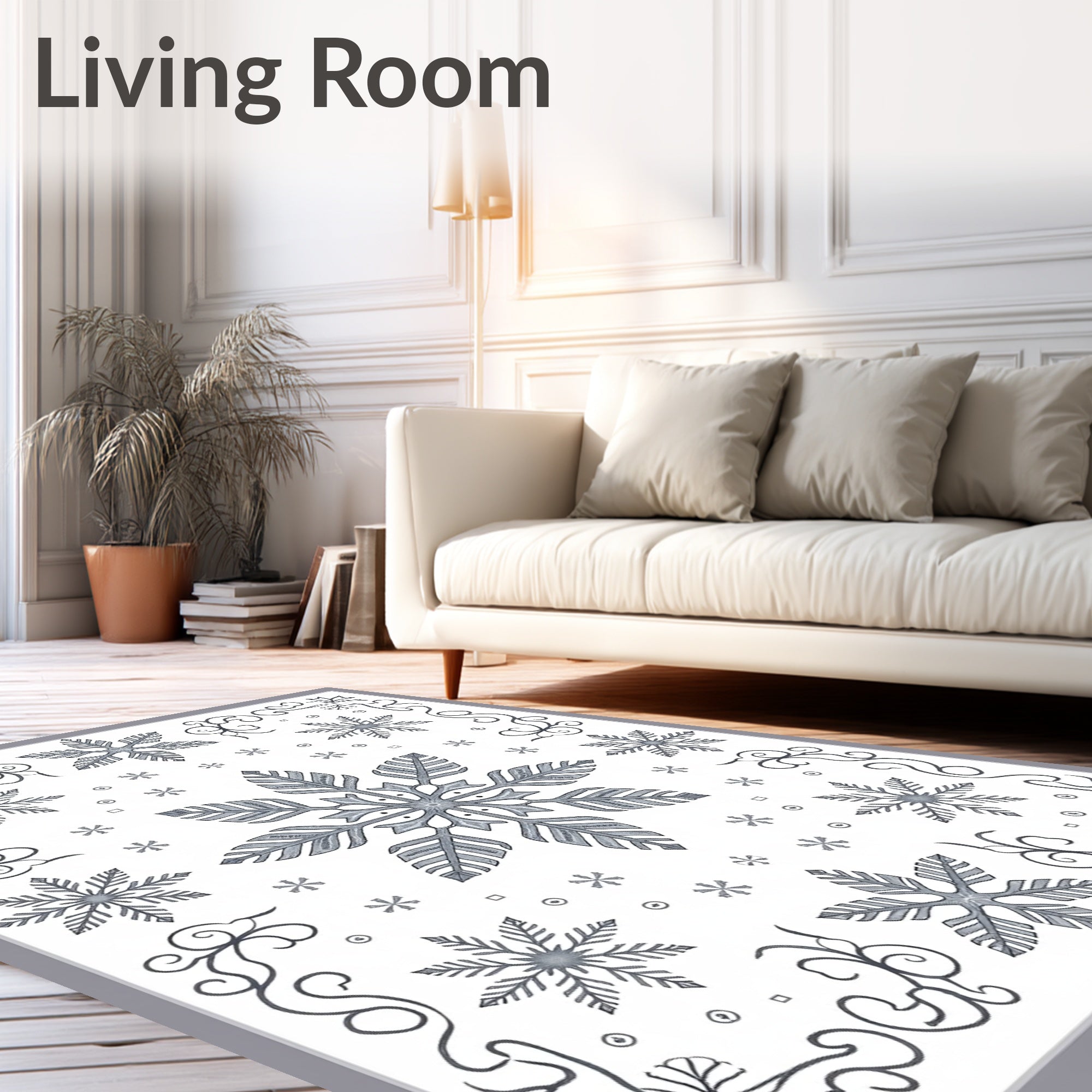 Winter Snowflake Medallion Gray Rug