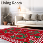 Merry Christmas Holiday Trucks Wreaths Trees Rug
