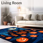 Spooky Castle Bats Pumpkin Full Moon Rug