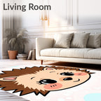 Cute Hedgehog Face Blush Pink Background Rug