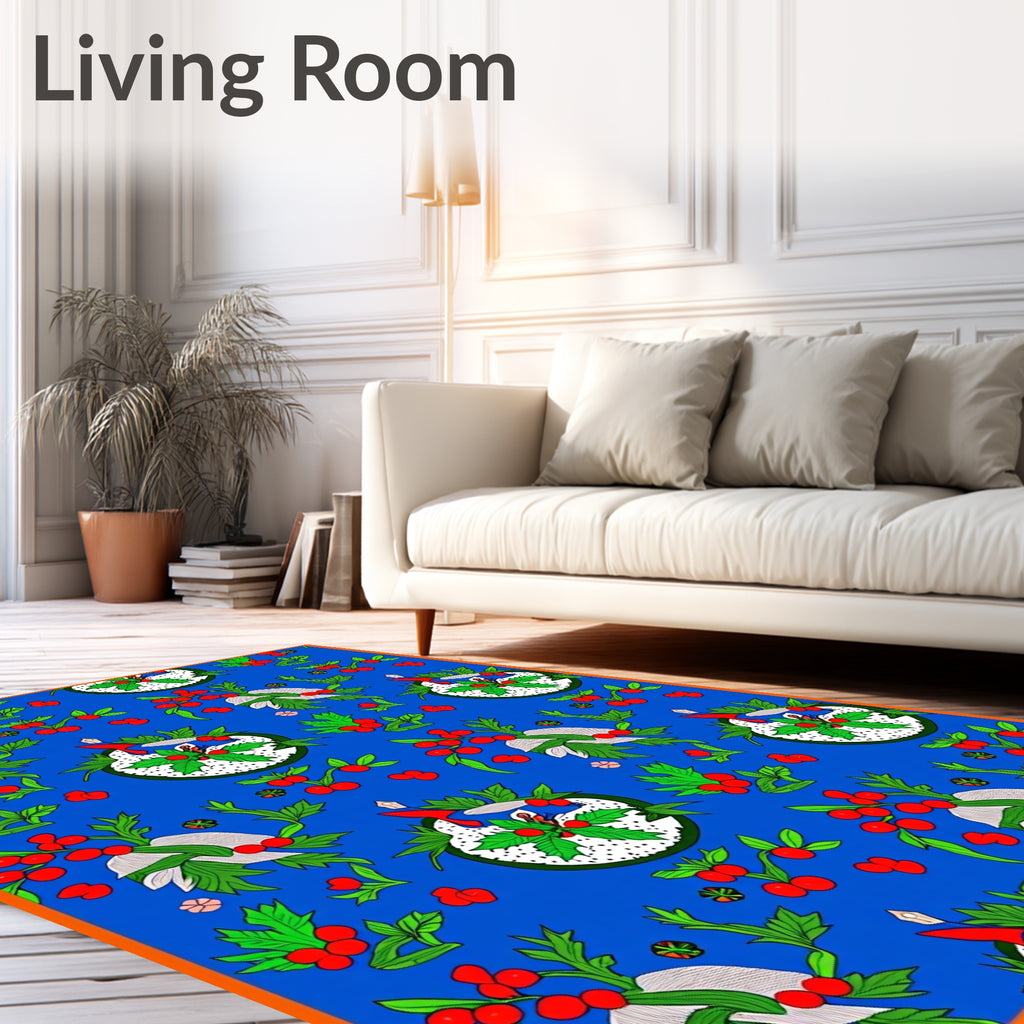 Bright Blue Berry Holly Garland Rug