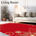 Crimson Gold Floral Ornament Swirls Rug