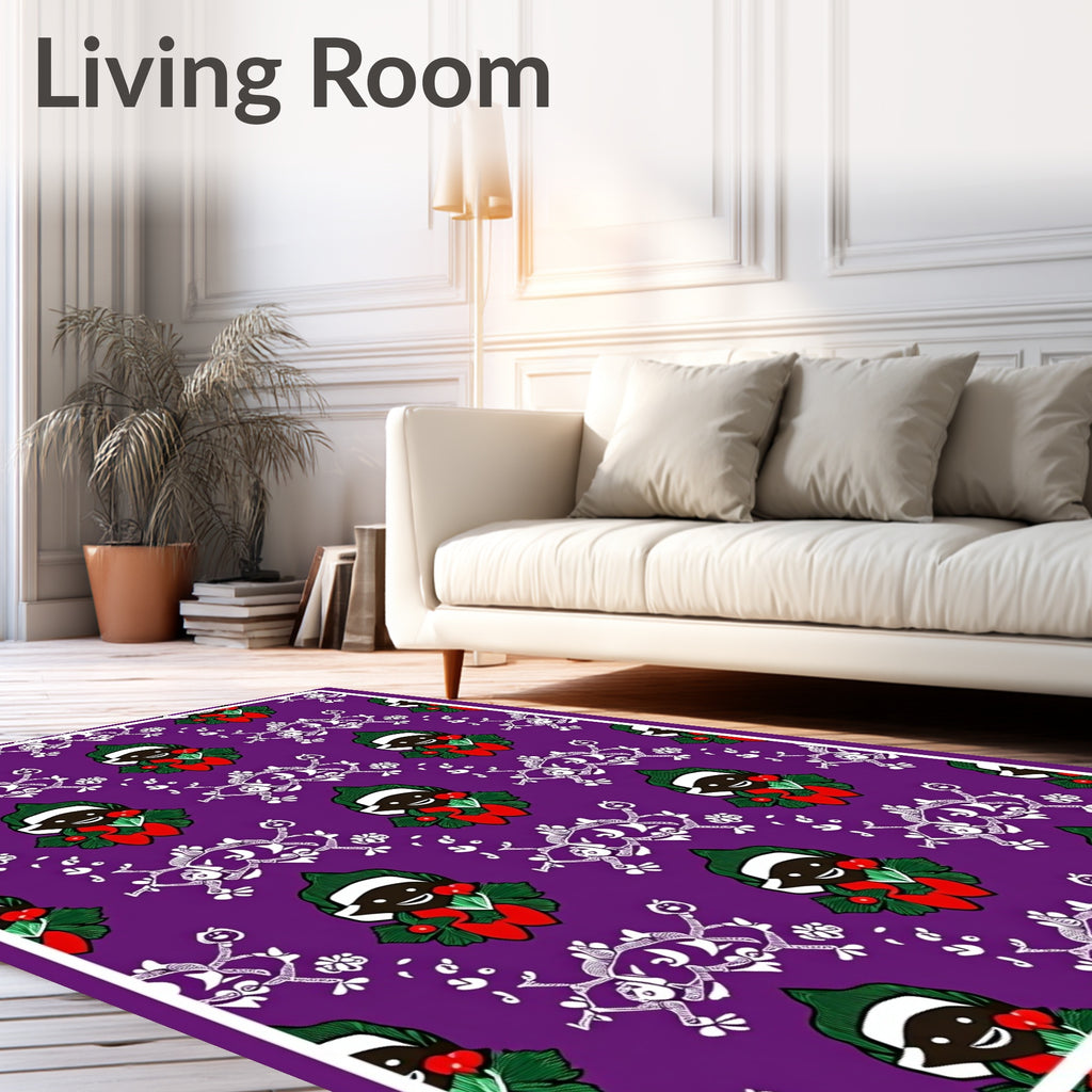 Purple Emerald Character Floral Icon Rug