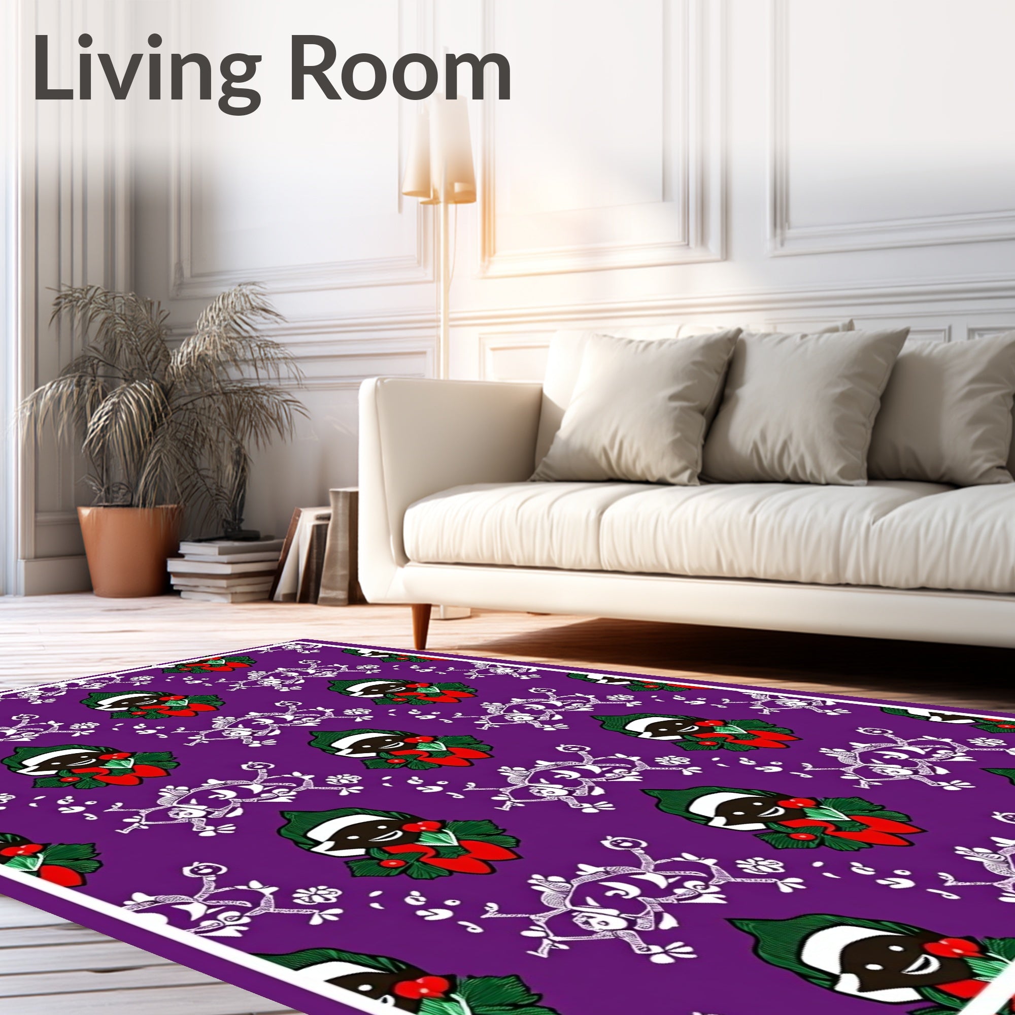 Purple Emerald Character Floral Icon Rug