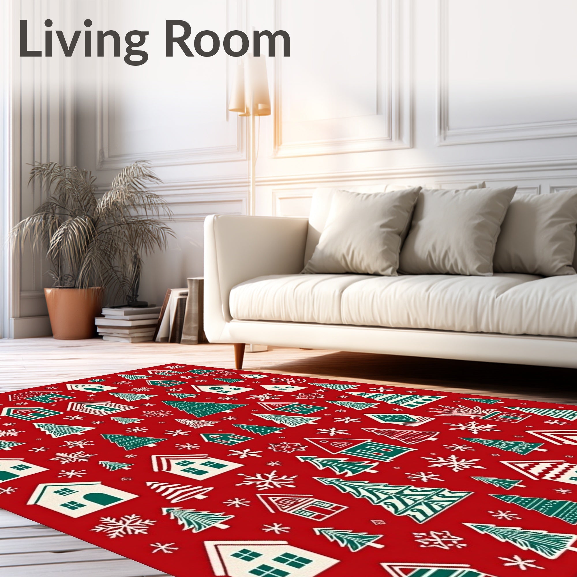 Christmas Village Houses And Trees Rug