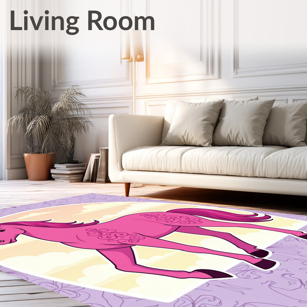 Pink Horse With Lilac Swirls Rug