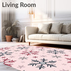 Deep Red Gray Snowflake Cluster Rug