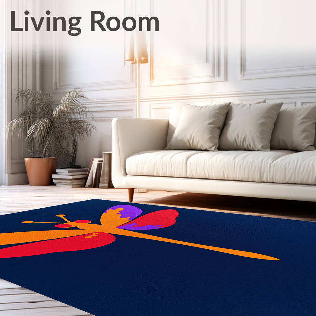Colorful Abstract Dragonfly Whimsy Rug