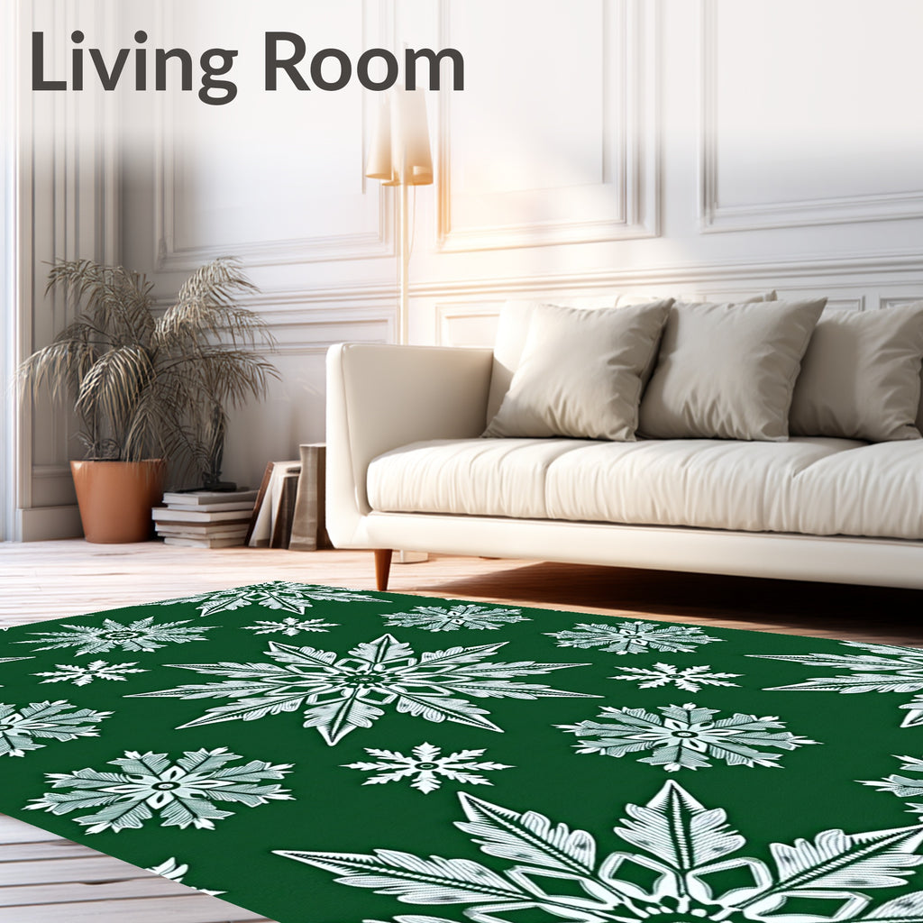 Emerald Green Snowflake Cluster Rug