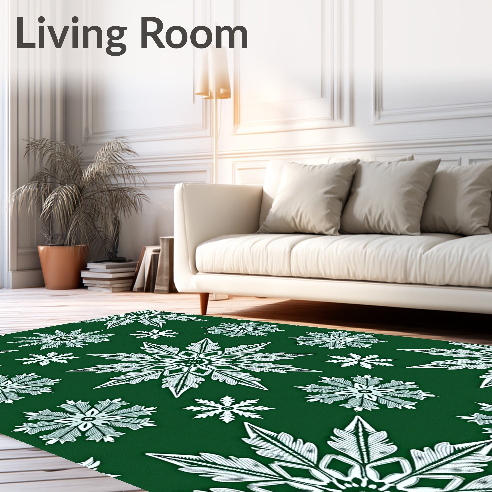 Emerald Green Snowflake Cluster Rug