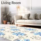 Pale Blue Petal Whimsical Bloom Rug