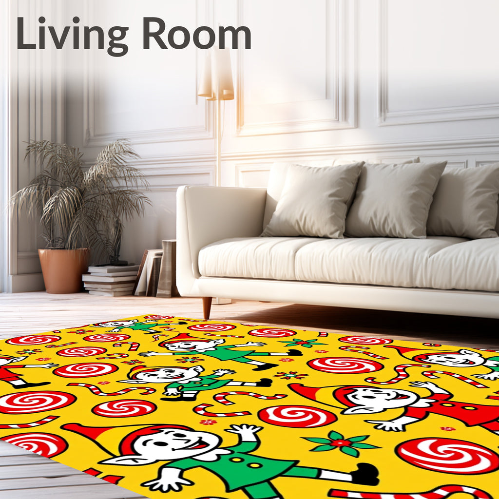 Christmas Elves Candy Cane Swirls Rug