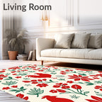 Red Rooster Floral Scatter Rug