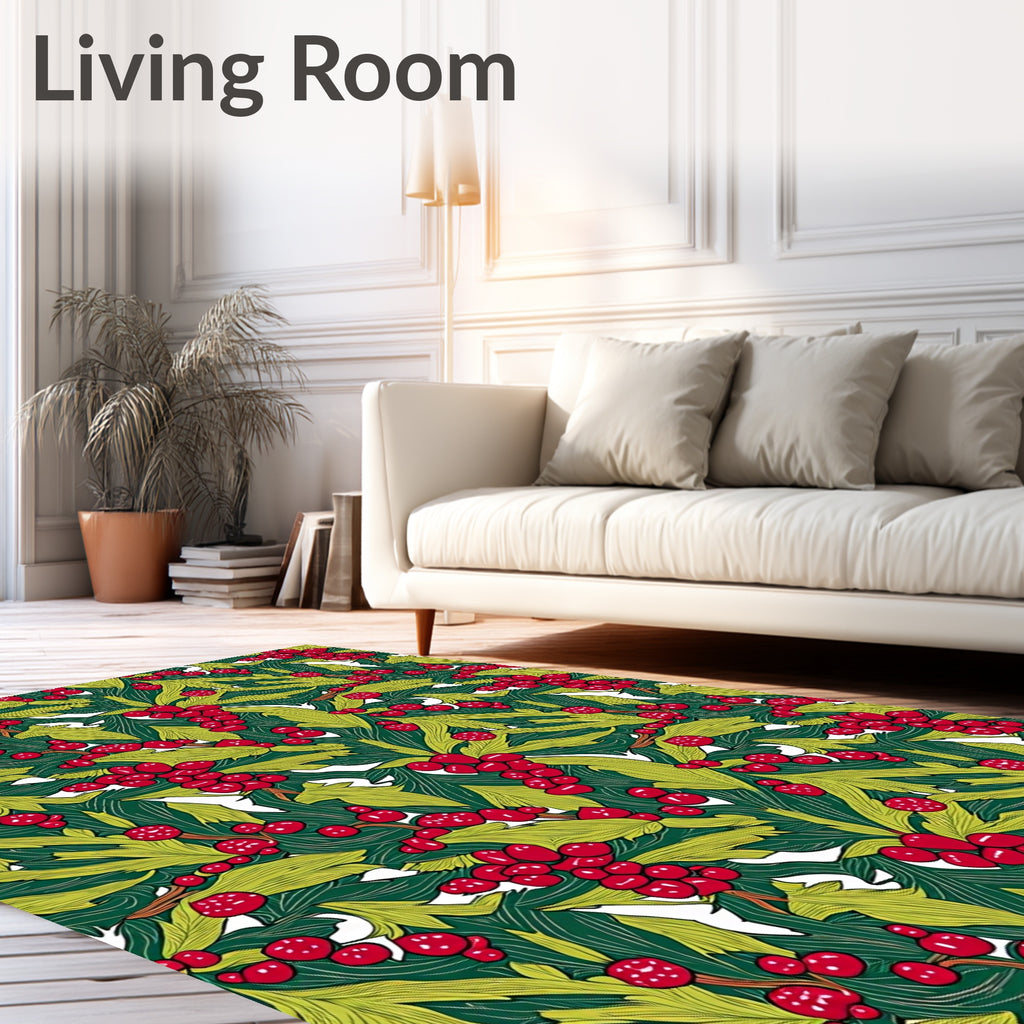 Rich Red Berry Leafy Garland Rug