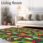 Rich Red Berry Leafy Garland Rug