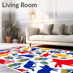 Whimsical Cat and Flower Collage Rug