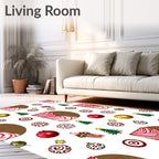 Red White Christmas Ornament Tree Collection Rug