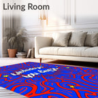 Vibrant Red Blue Psychedelic Starburst Rug