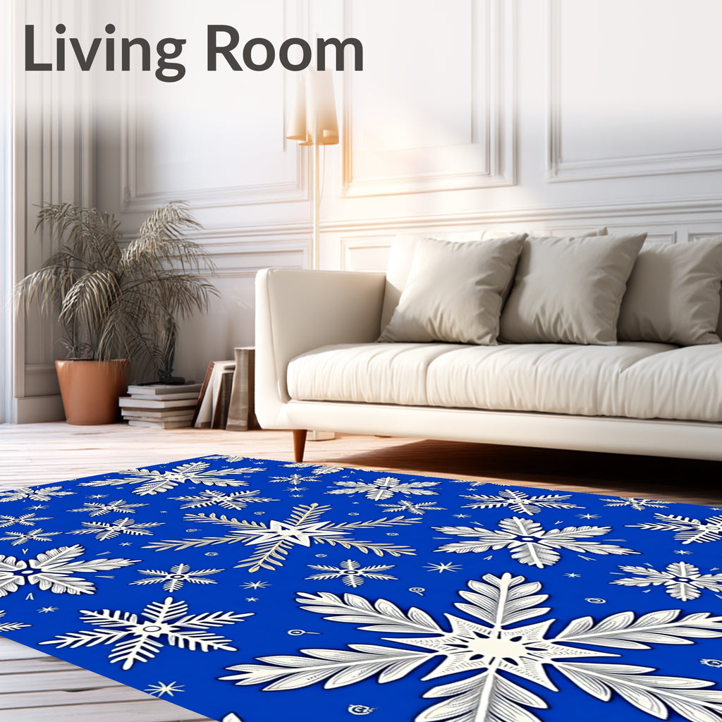 Winter Blue Snowflake Delight Rug