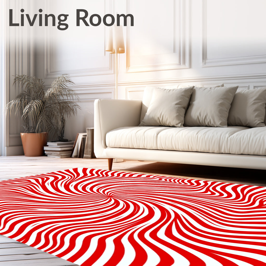 Crimson Swirl Ribbed Aura Rug