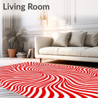Crimson Swirl Ribbed Aura Rug