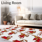 Vintage Red Gold Sleigh Holiday Repeat Rug