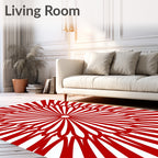 Radiant Red Lotus Sunburst Rug