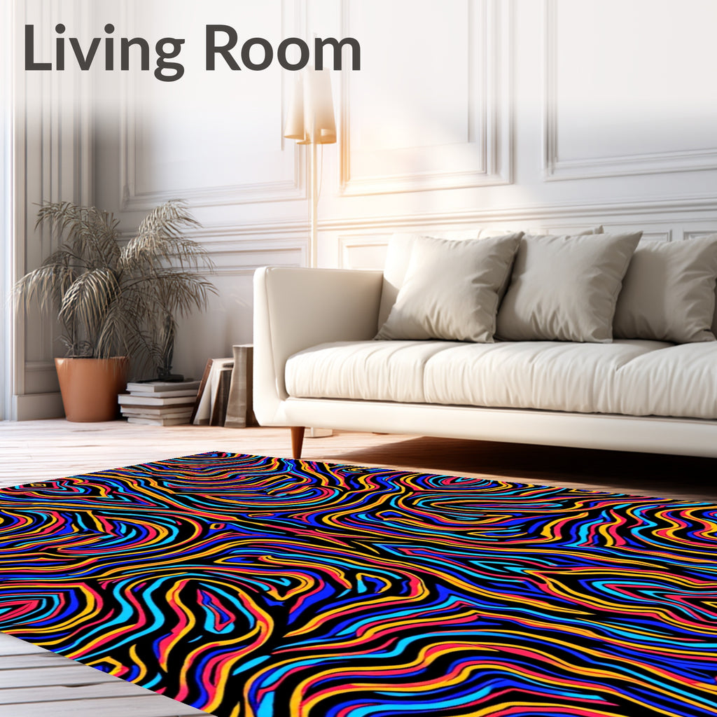 Vibrant Abstract Wavy Lines Rug