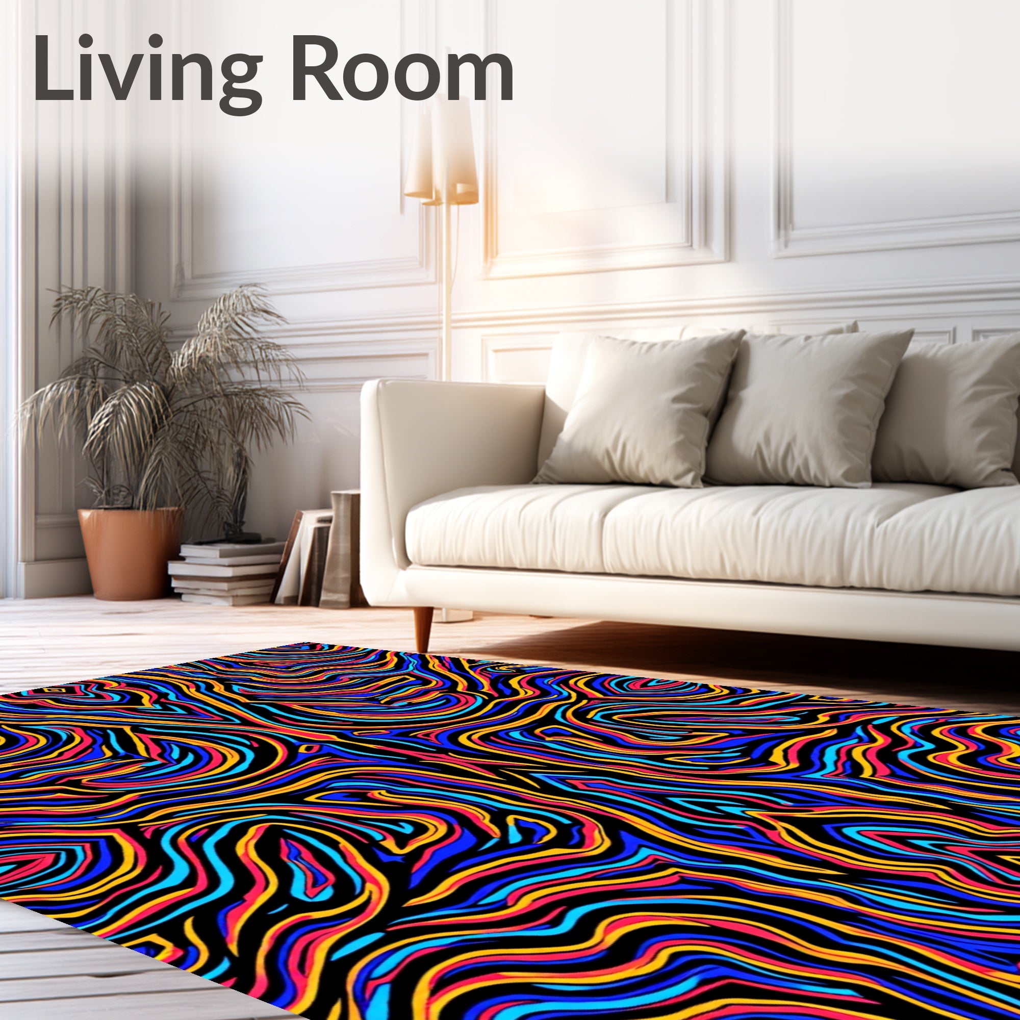 Vibrant Abstract Wavy Lines Rug