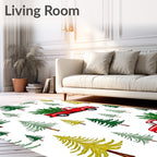 Red Truck Evergreen Forest Trees Rug