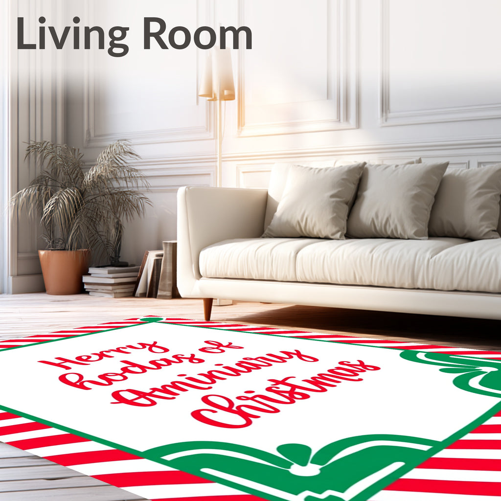 Crimson White Candy Cane Swirls Rug