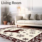 Crimson Dachshund Snowflakes Border Rug