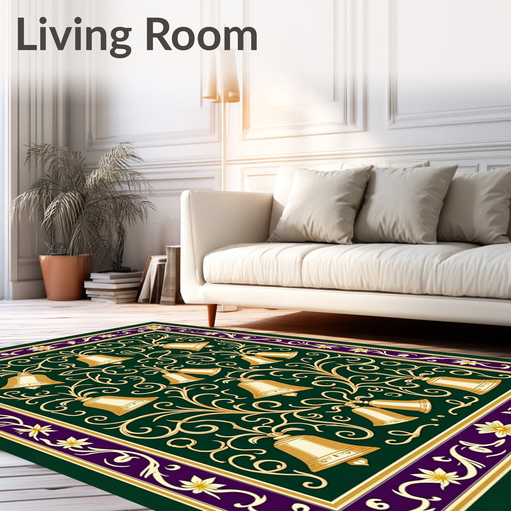 Gilded Bell Vine Floral Border Rug