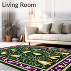 Gilded Bell Vine Floral Border Rug
