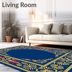 Regal Blue Gold Nutcracker Border Rug