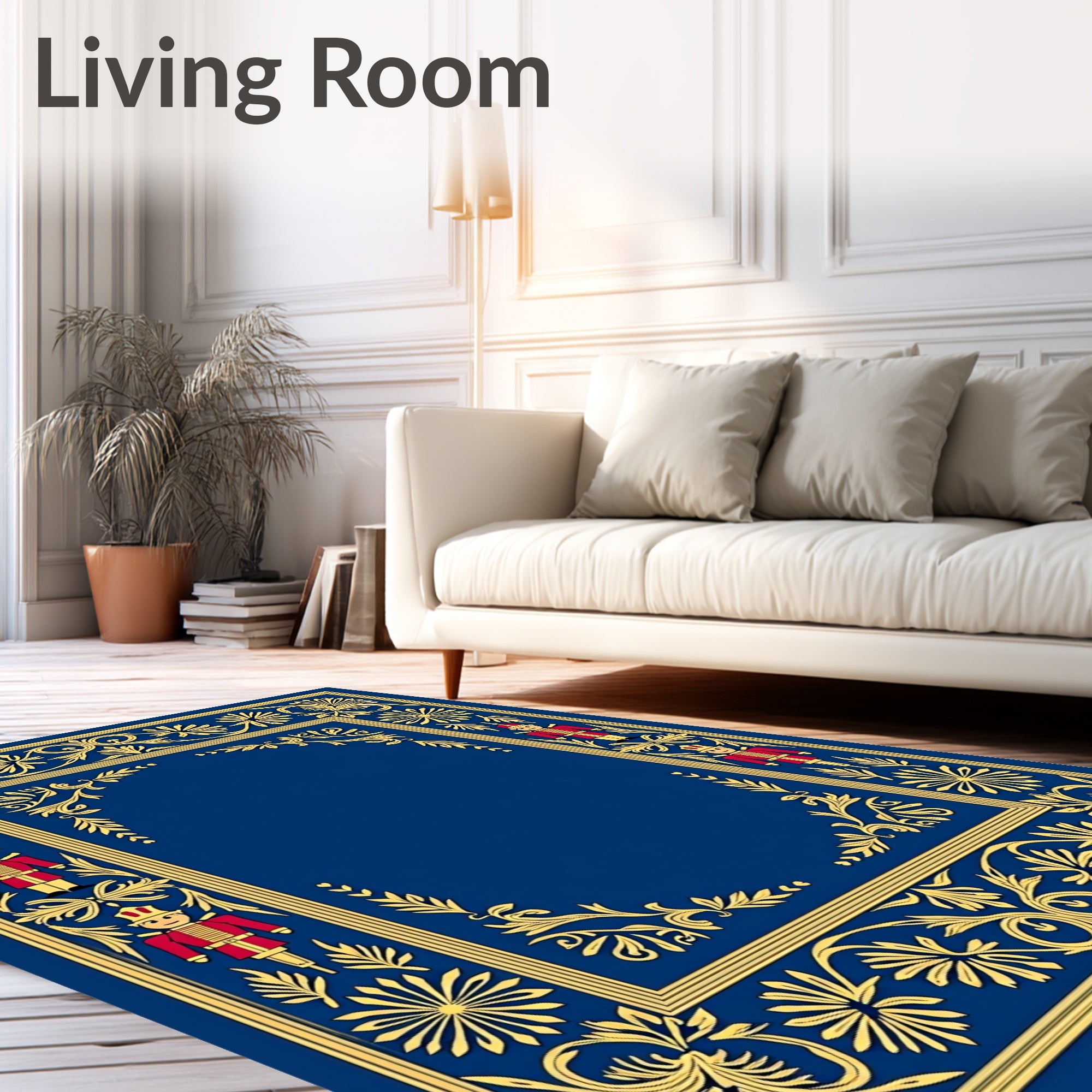 Regal Blue Gold Nutcracker Border Rug
