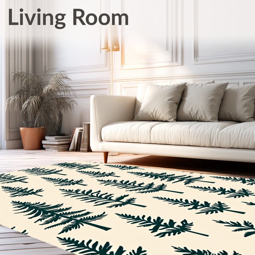 Forest Green Evergreen Trees Rug
