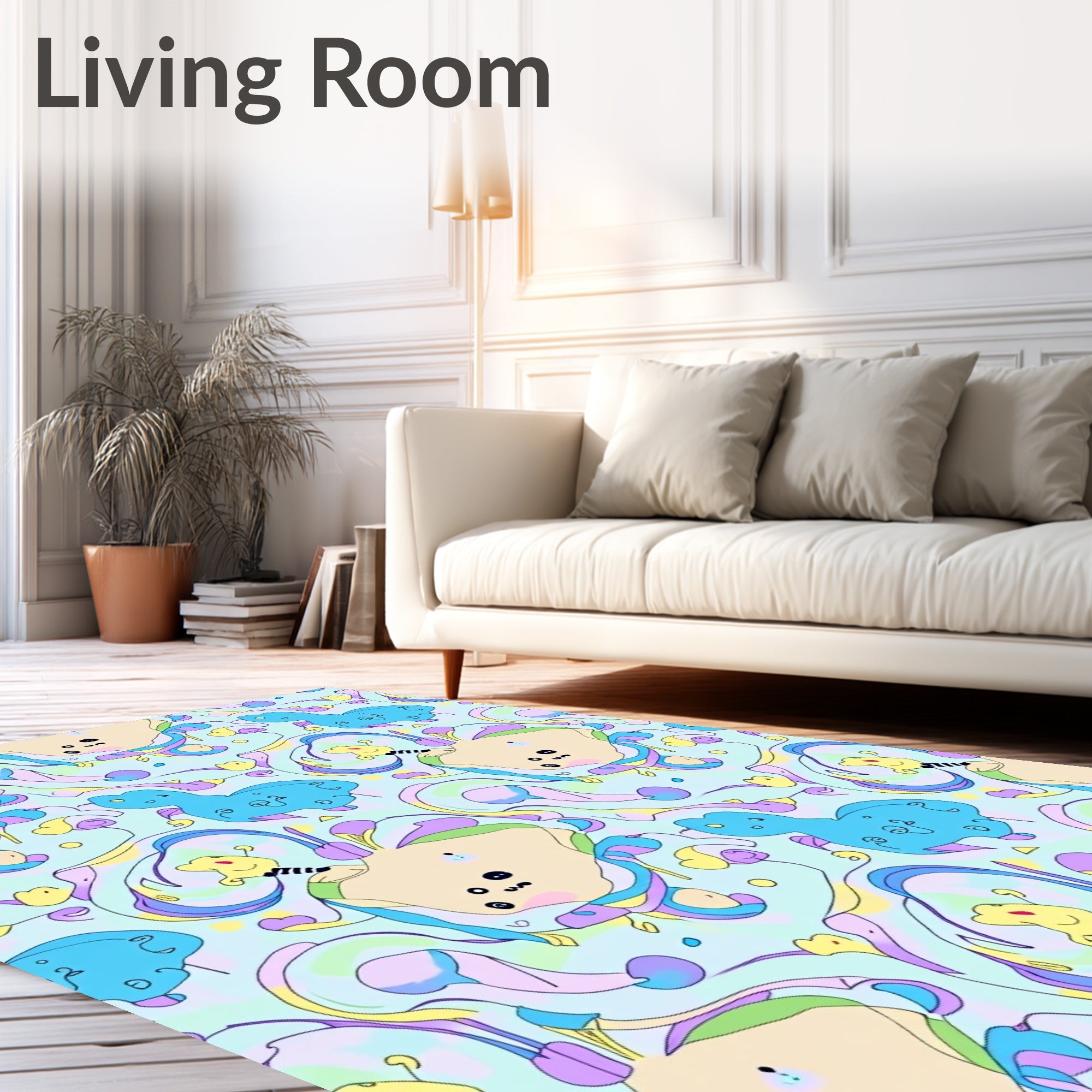 Pastel Whimsical Creature Swirl Rug