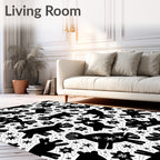 Black Whimsical Folk Art Creatures Rug