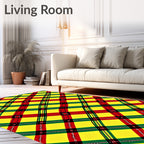 Vibrant Yellow Red Green Plaid Rug