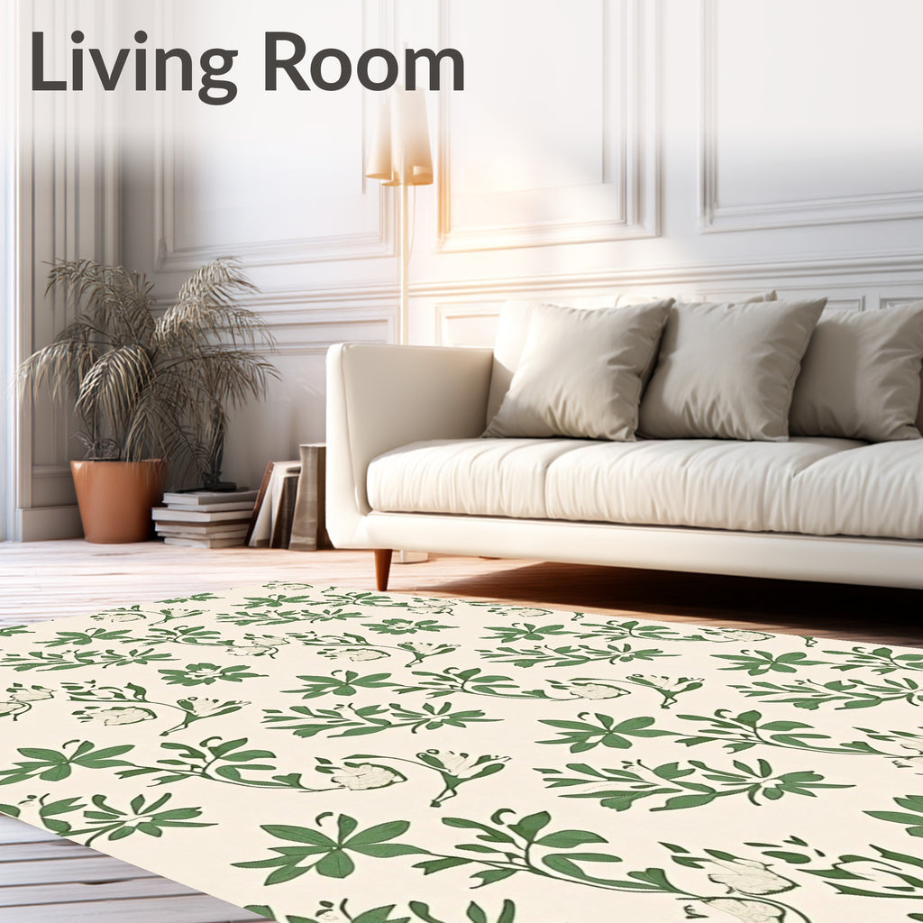 Charming Ivory Green Vine Garden Rug