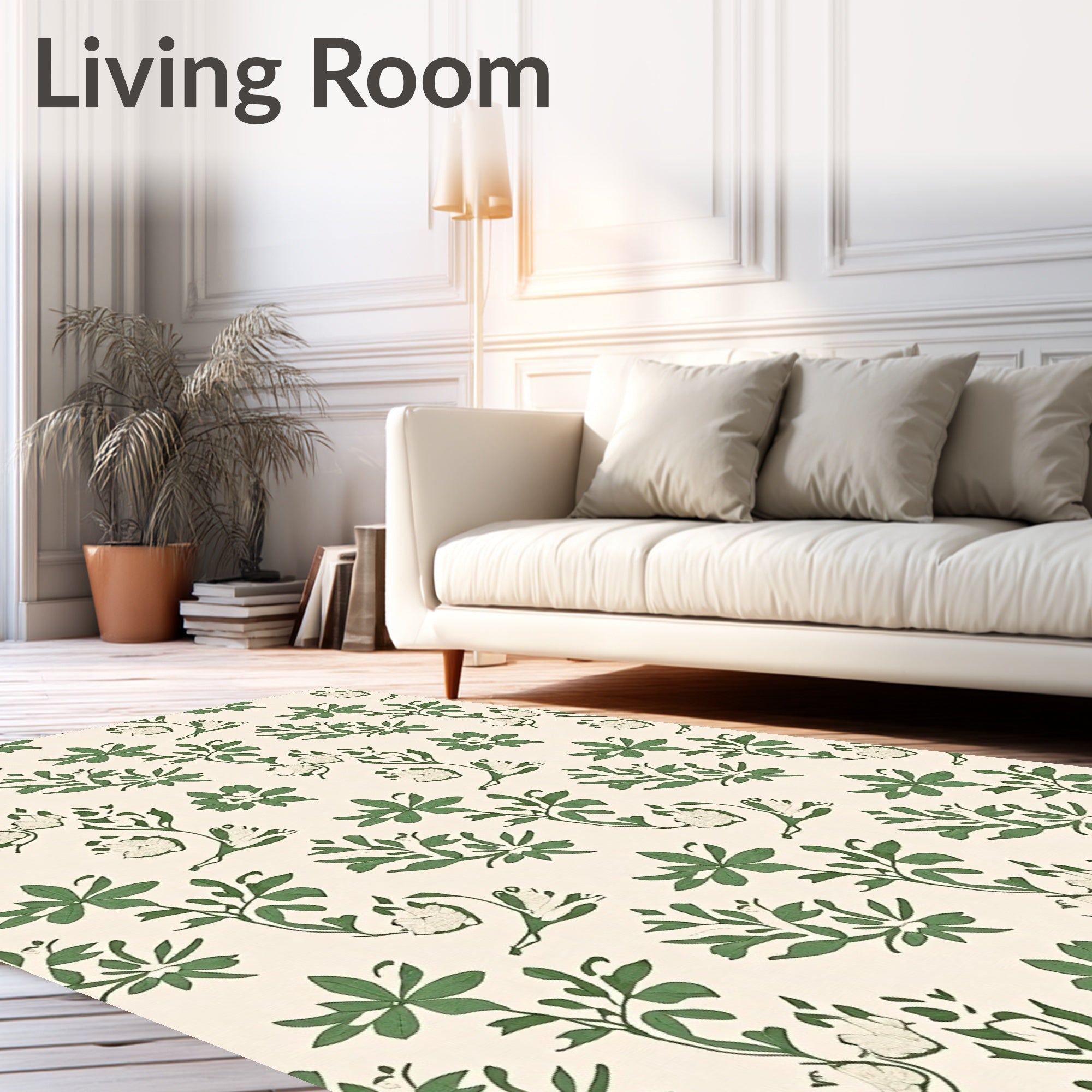 Charming Ivory Green Vine Garden Rug