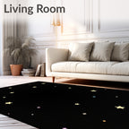 Whimsical Golden Starry Night Sky Rug