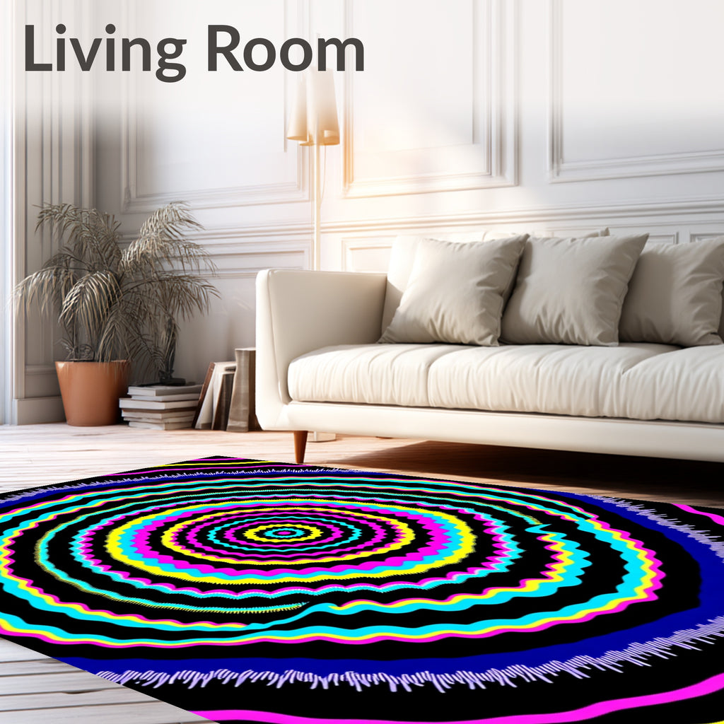 Vibrant Neon Sunburst Ripple Rug