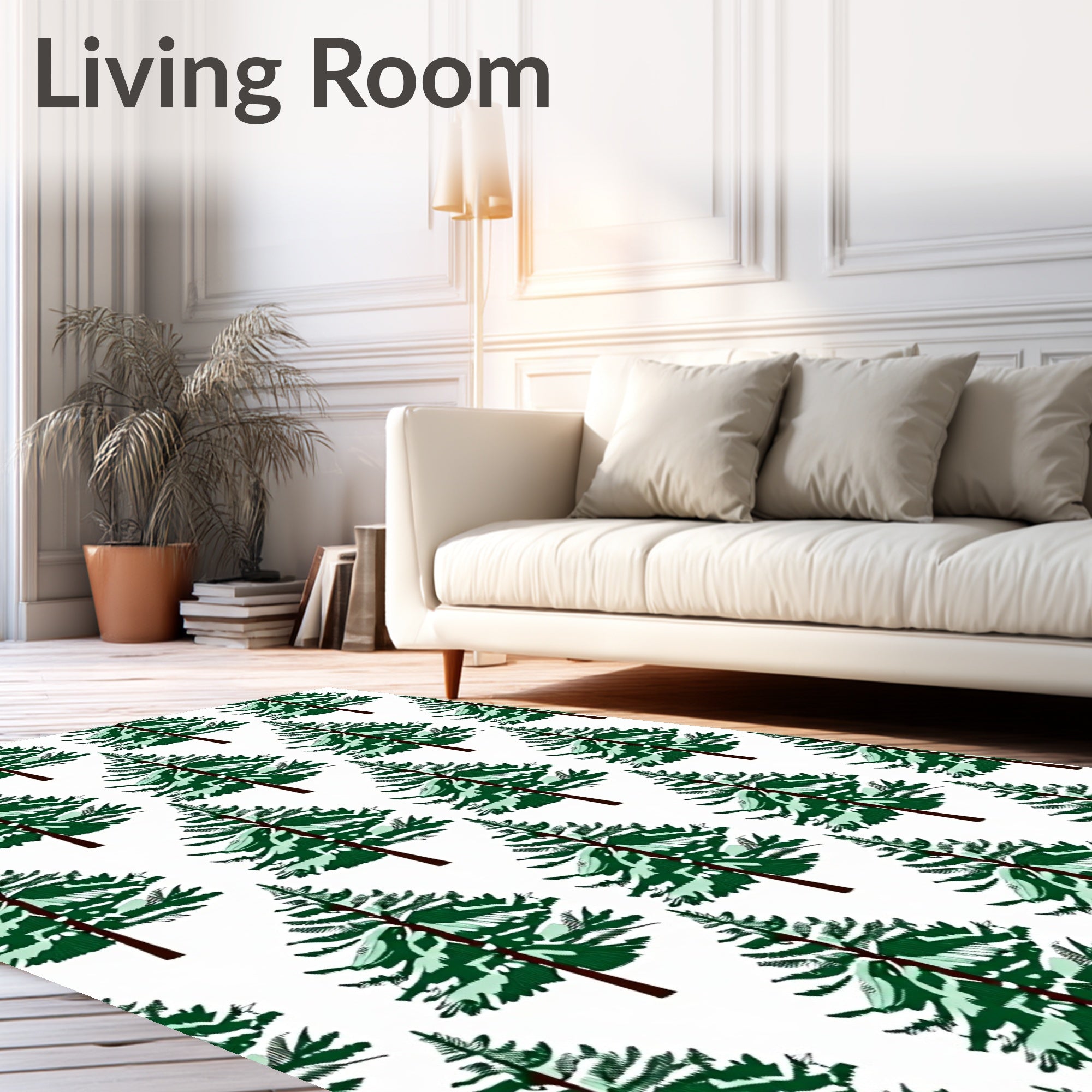 Green Snow-Covered Evergreen Pine Trees Rug