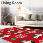 Festive Red Truck Snow Tree Rug